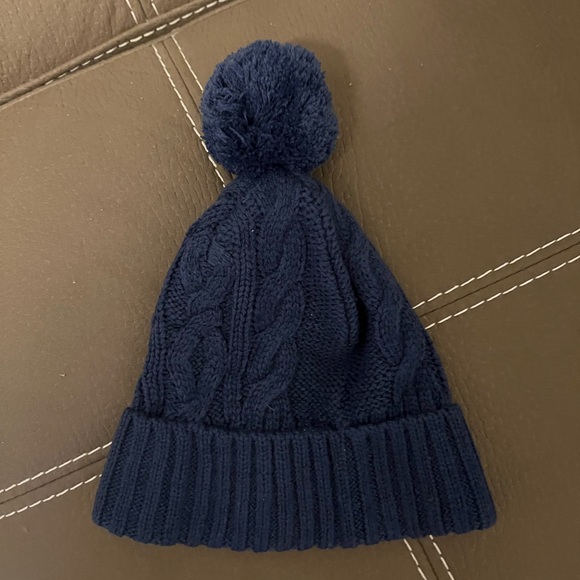 Navy Blue Knit Pom-Pom Beanie for Kids - Picture 1 of 2